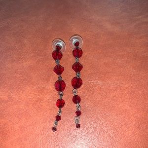 Red dangle earrings